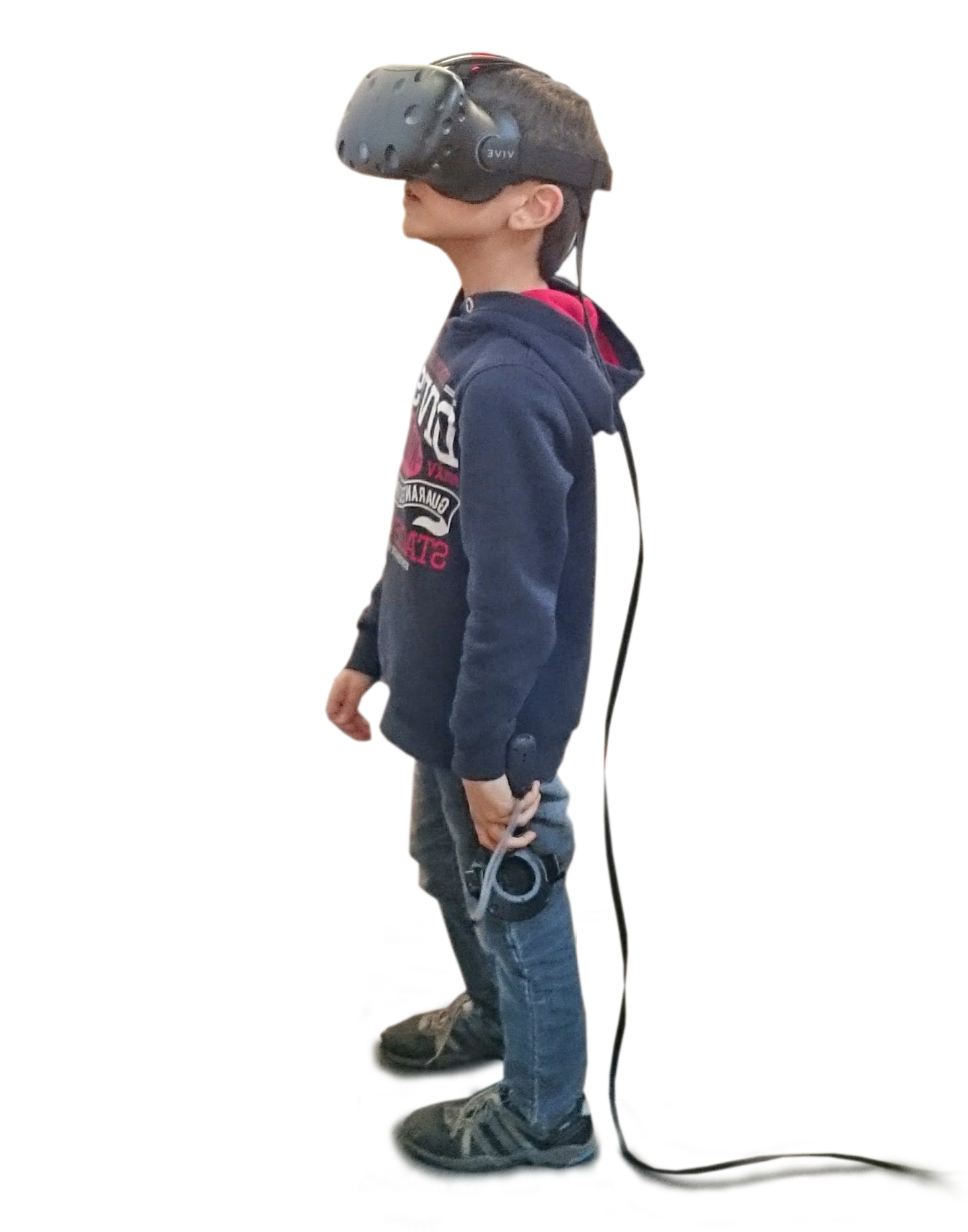 child wearing VR goggles