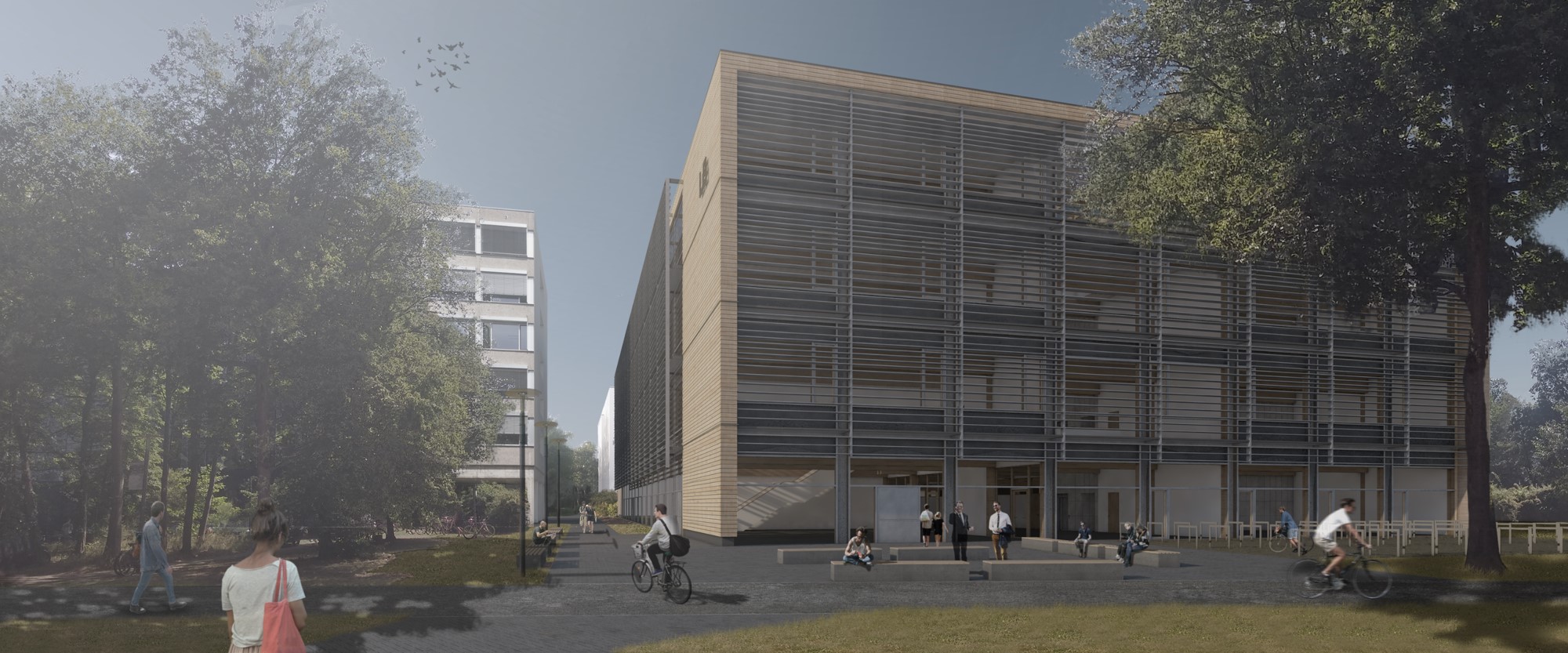 Der studentische Entwurf zeigt, wie das Gebäude LB auf dem Campus neu entwickelt werden könnte.  