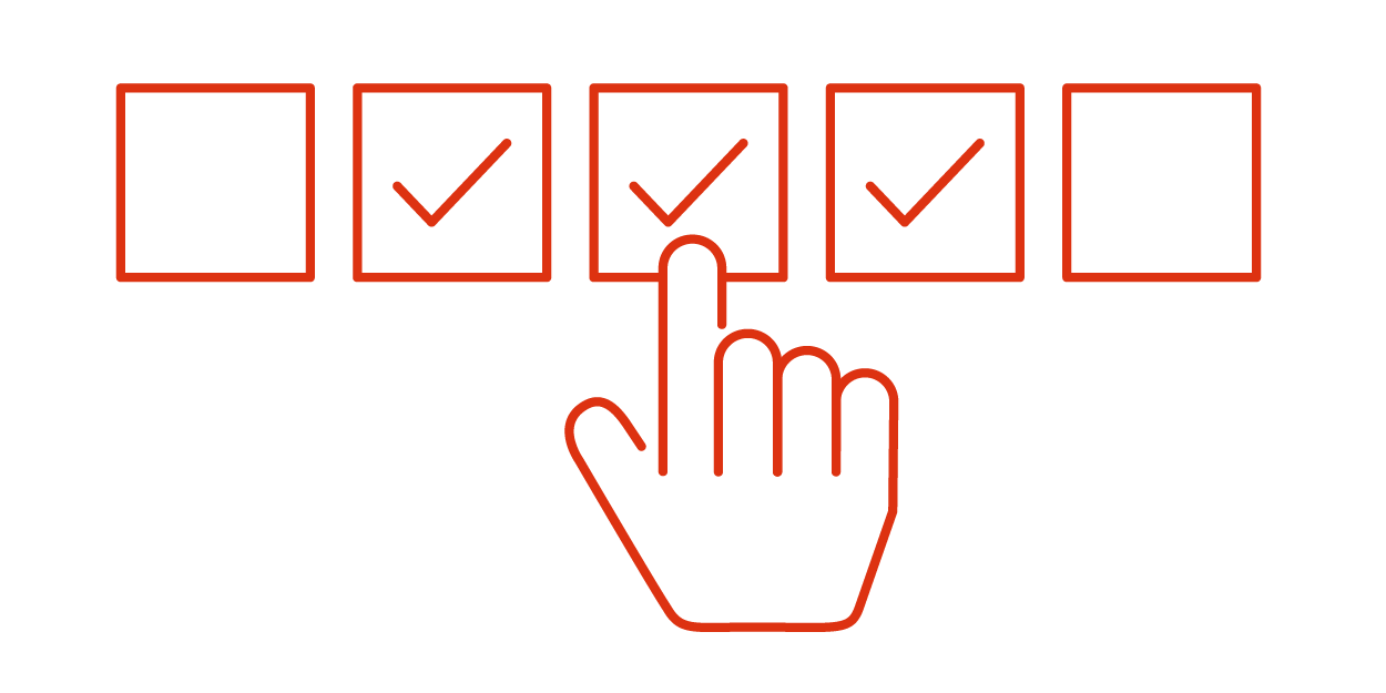 Hand wählt Optionen aus Hand wählt Optionen aus