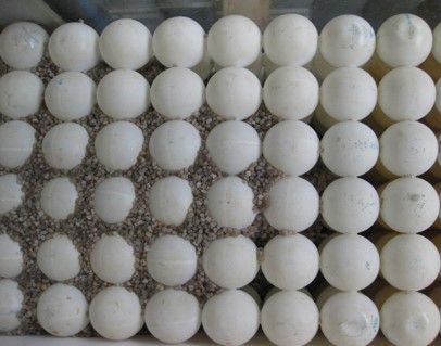 Infiltration and accumulation of fine sediments in pores of a cubically bedded sphere.