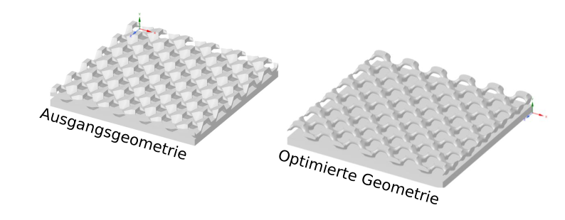 Abbildung 2: Darstellung der Ausgangsgeometrie und der optimierten Geometrie