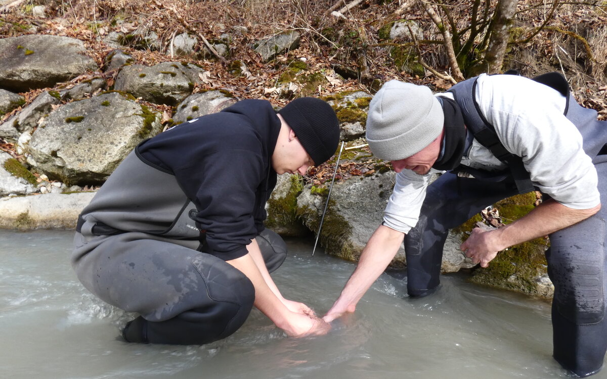 Waterwise Project: The project team taking measurements in the river