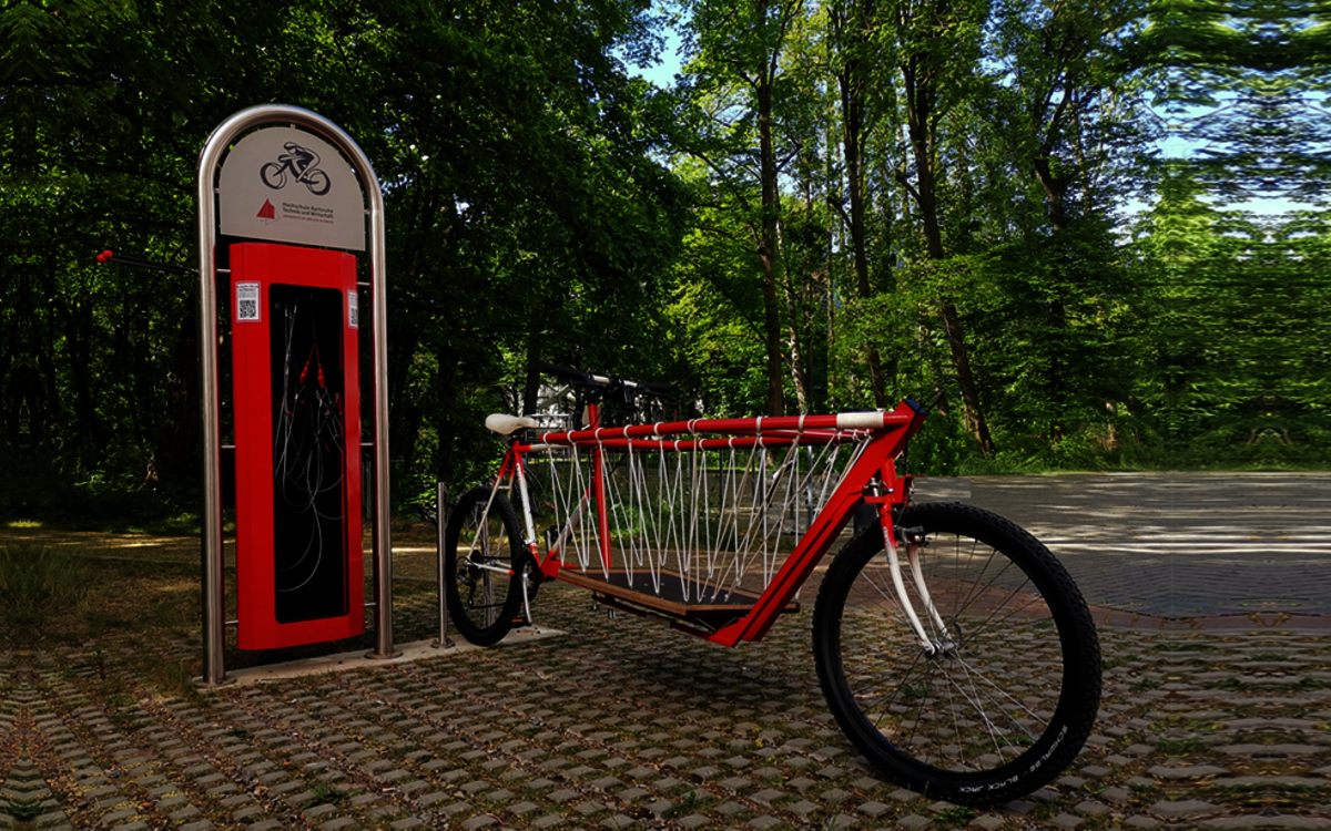 cargo bike in front of the station