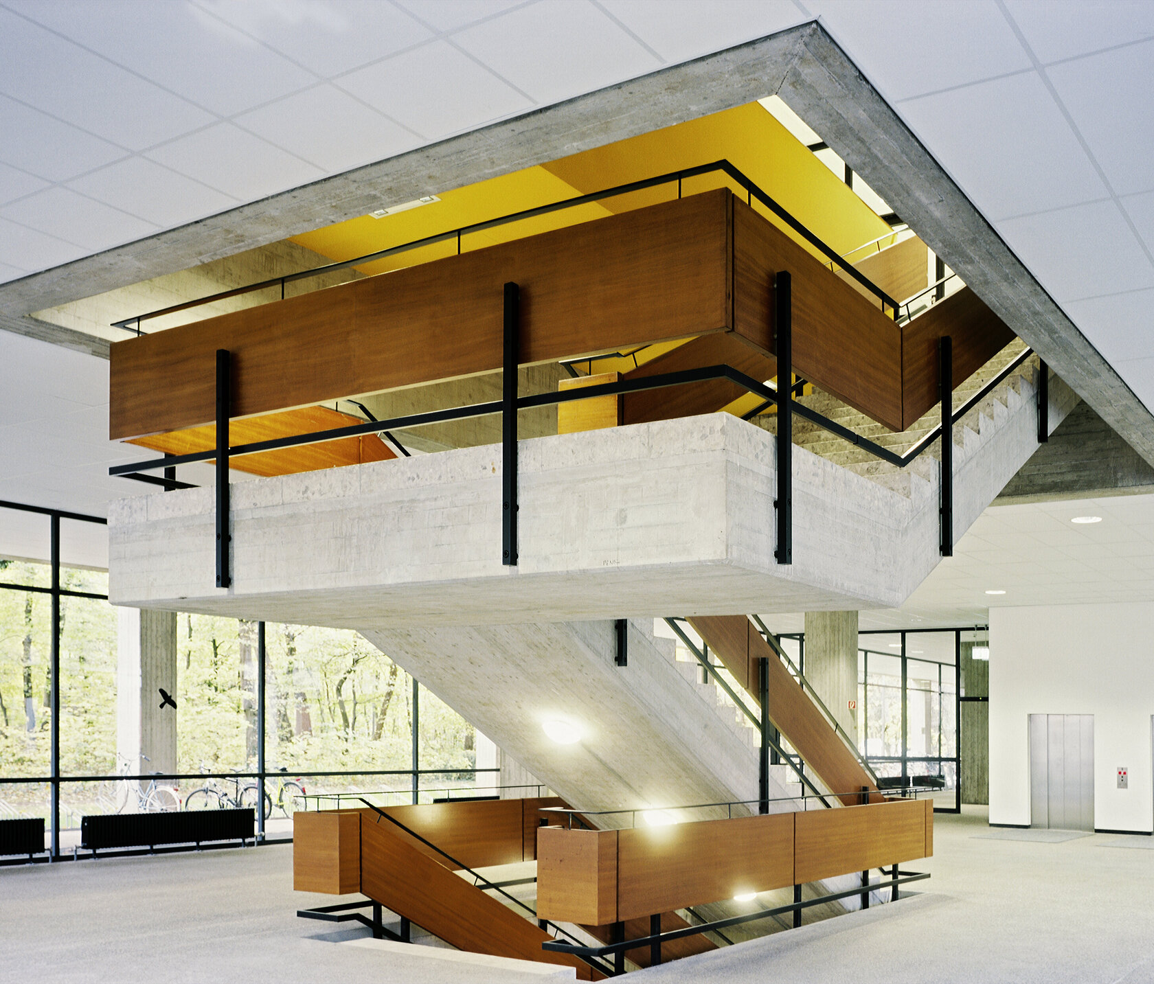architect's drawing of the staircase at Building B