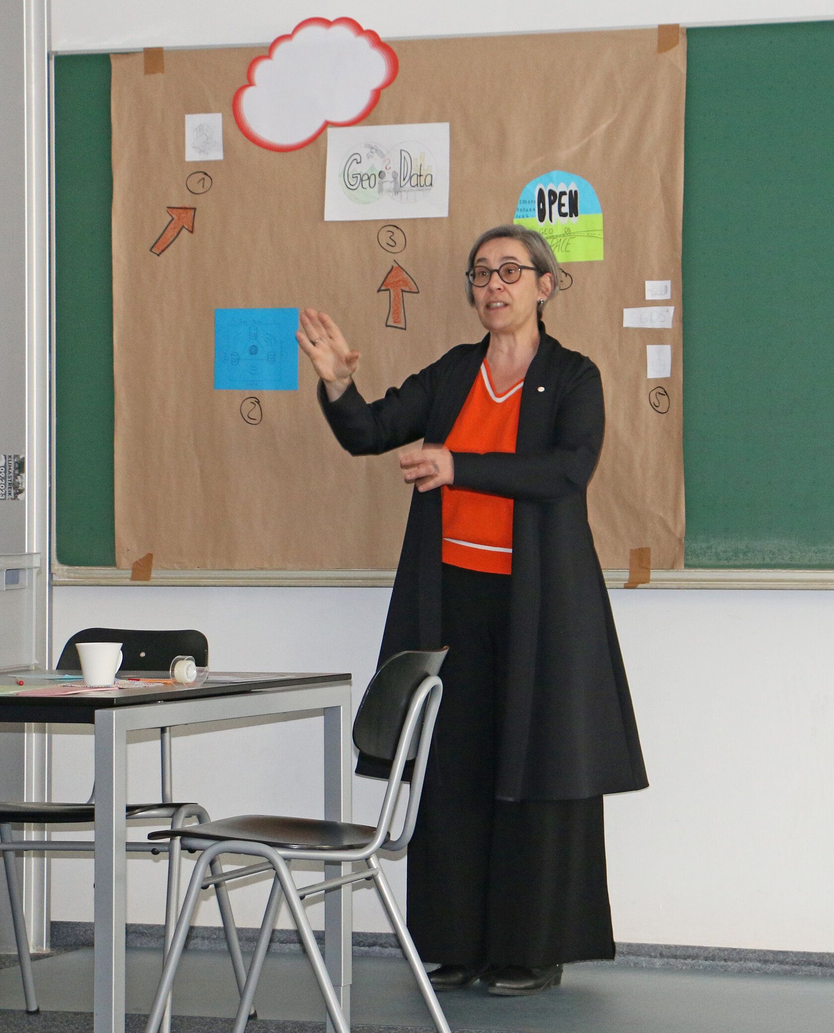 Vorschläge für ein Projekt-Logo Rektorin Prof. Dr. Beck beim Küren der im Co-Design entstandenen Vorschläge für ein Projekt-Logo