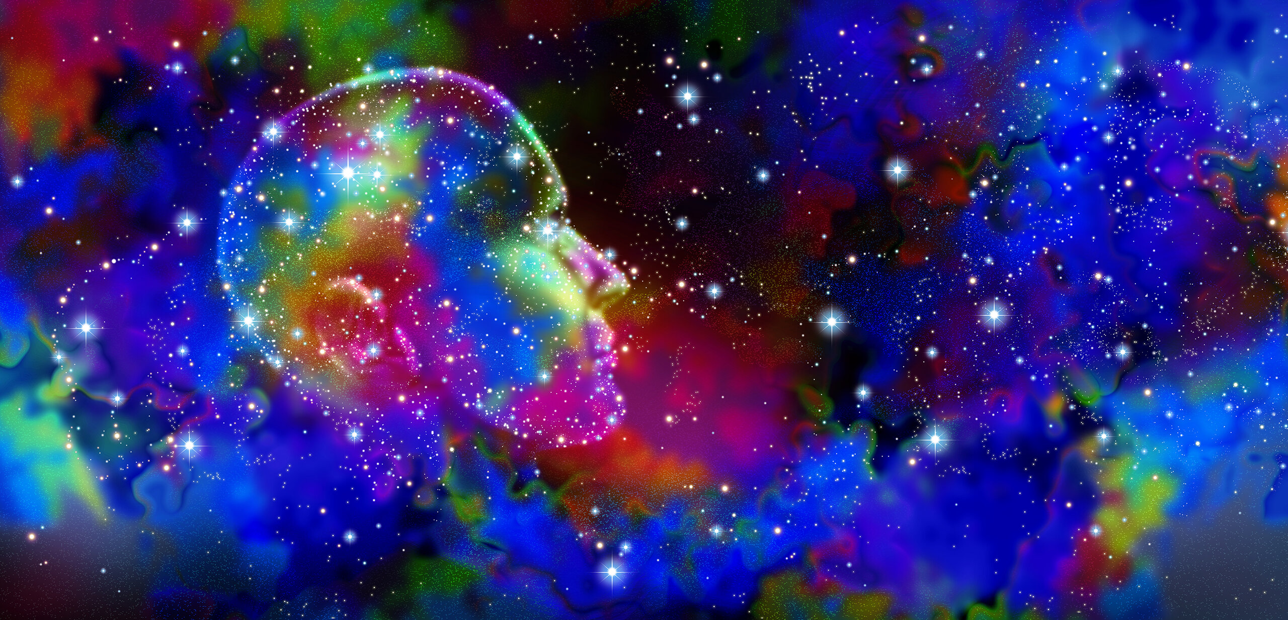 Human consciousness and metaphysics concept or spirituality and spirit symbol and psychology or psychiatry science of the mind as an idea in space made of stars in a 3D illustration style.