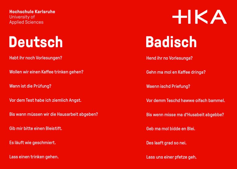 Deutsch-Badisch &Uuml;bersetzung als Werbung f&uuml;r das CIIC