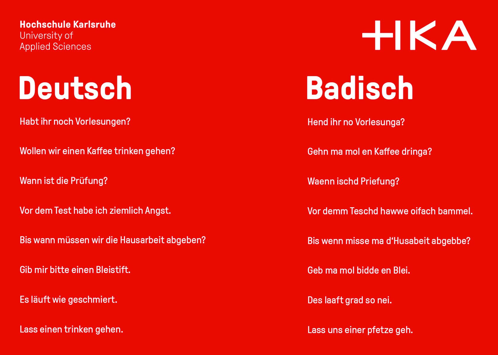 Deutsch-Badisch Übersetzung als Werbung für das CIIC