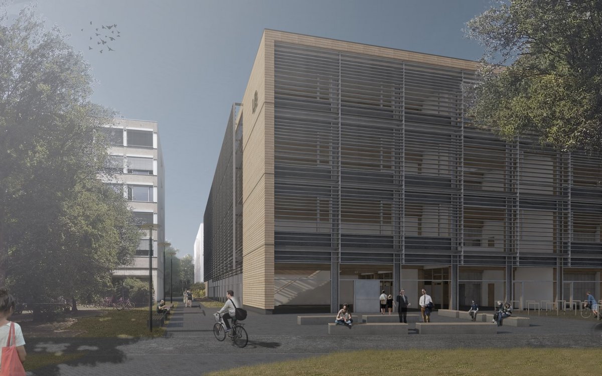 Der studentische Entwurf zeigt, wie das Gebäude LB auf dem Campus neu entwickelt werden könnte.  