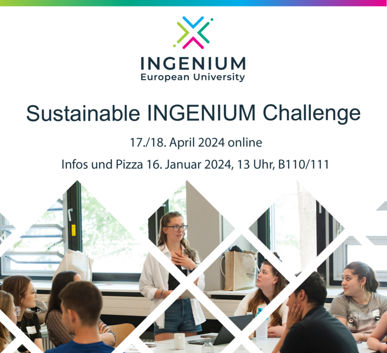 Poster zur Bewerbung der Sustainable INGENIUM Challenge - ein Hackathon ohne Programmieren