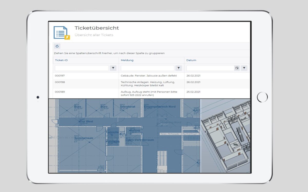 screenshot of the CAFM system