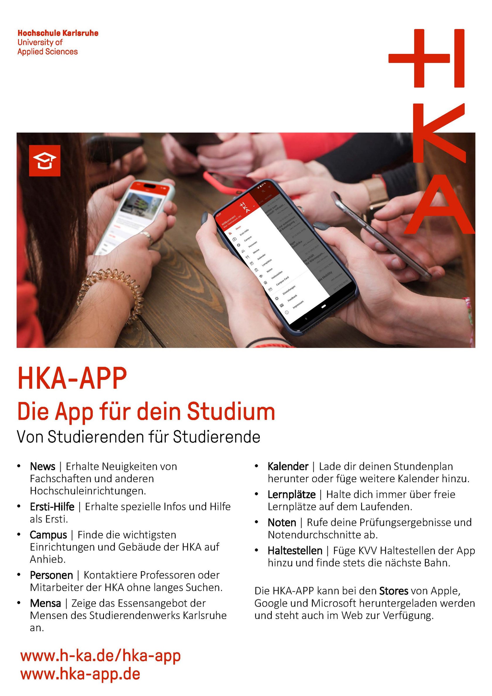 Ein Informationsflyer der HKA-App