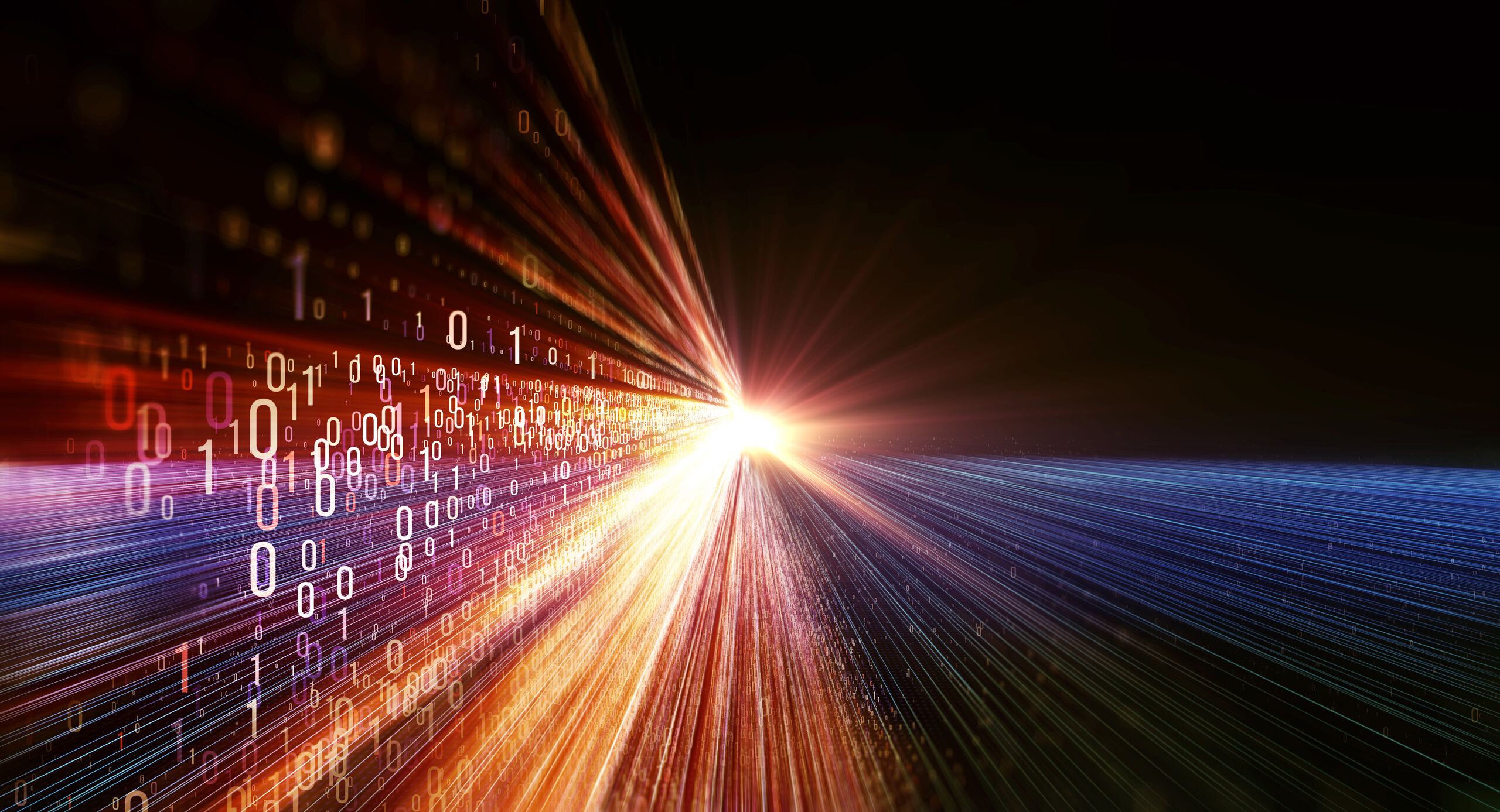 Binary numbers fly through the air, photo: © Adobe Stock / spainter_vfx