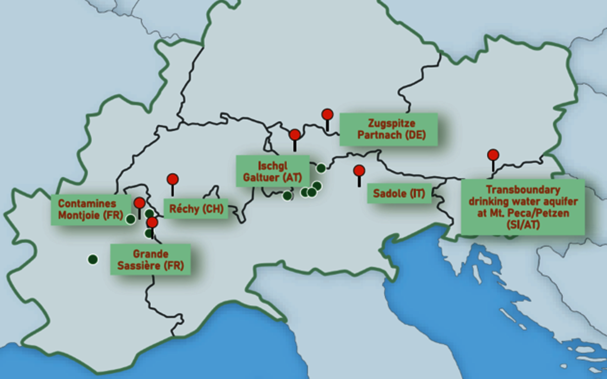 Waterwise project, map of pilot sites
